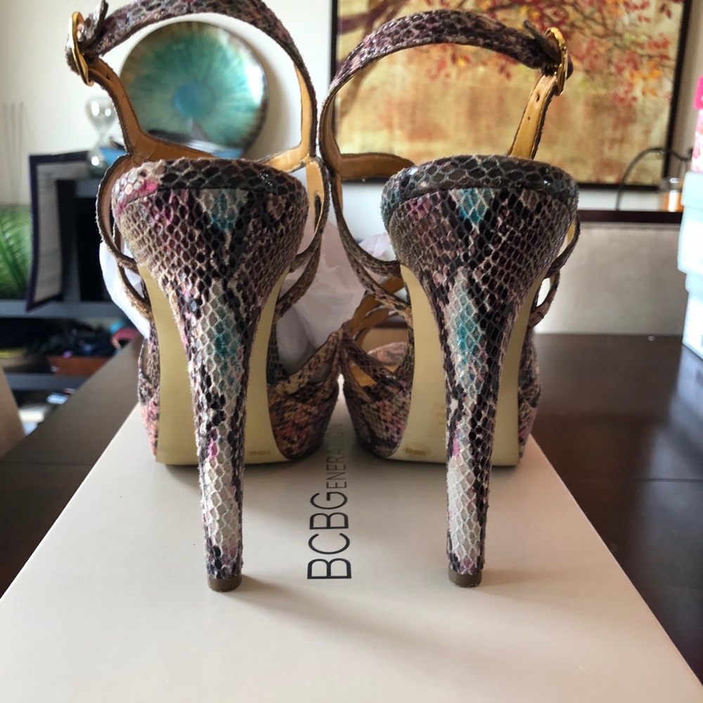 Bcbgeneration Angel Multicolor Batik Snake Heels - image 4